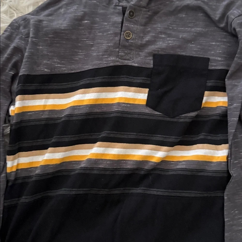 Stylish Striped Gray and Black Hooded Shirt by Distortion